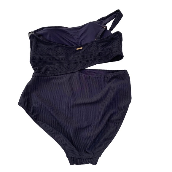 Sea Level One Shoulder Cut Out Lace Bodice One Piece Swimsuit Navy 12 NWT - Picture 6 of 15